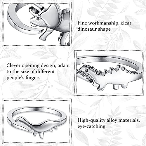 Bague Tyrannosaure - Dinosaure - argent 4 pièces variant 0 