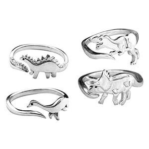 Bague Dinosaure argentes 4 pièces