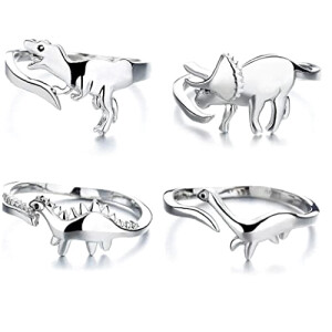 Bague triceratops - Dinosaure - argent 4 pièces