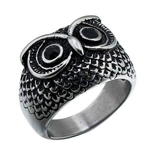 Bague Hibou argentrouge