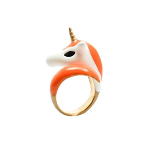 Bague Licorne blanc orange or