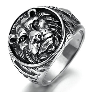 Bague Lion argent noir