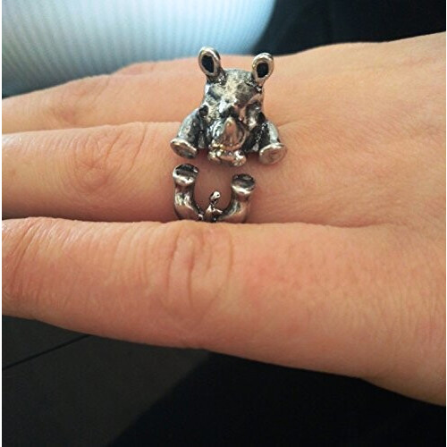 Bague Rhinocéros argenté variant 1 