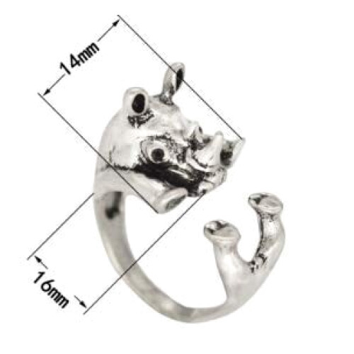 Bague Rhinocéros argenté variant 3 