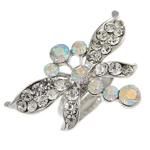 Bague Libellule argent blanc/ivoire irisé