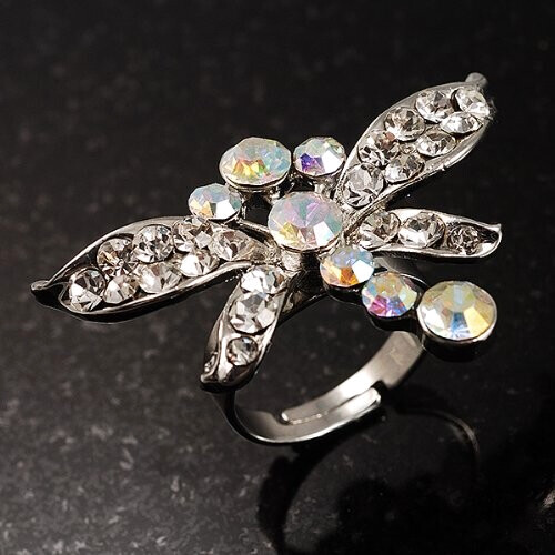 Bague Libellule argent blanc/ivoire irisé variant 2 
