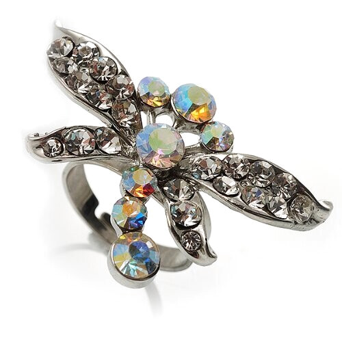 Bague Libellule argent blanc/ivoire irisé variant 5 