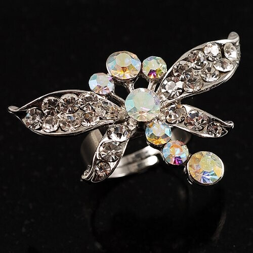 Bague Libellule argent blanc/ivoire irisé variant 6 