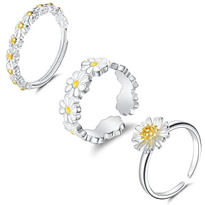 Bague Marguerite - Fleur - argent 3 pièces