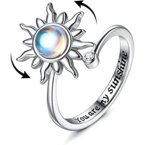 Bague Tournesol, Marguerite - Fleur - soleil bleu
