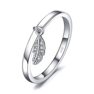 Bague Plume - fiancaille ensemble argent