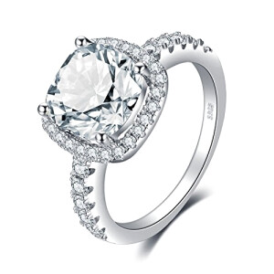 Bague Carré -ct coussin fiançailles argent