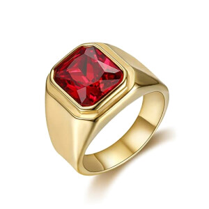 Bague Carré doré or fin - acier inoxydable