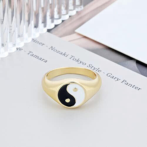 Bague Yin Yang noir variant 1 
