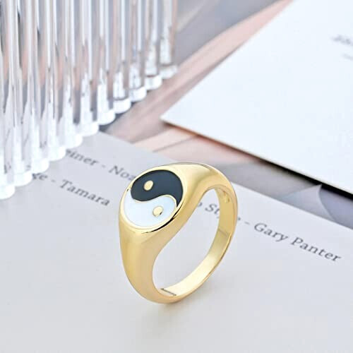 Bague Yin Yang noir variant 3 