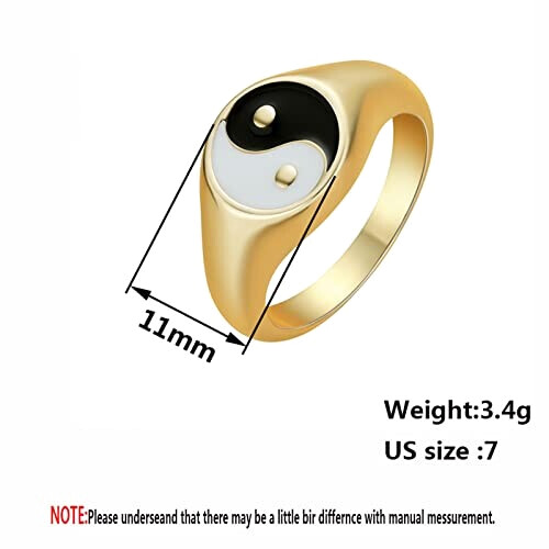Bague Yin Yang noir variant 4 