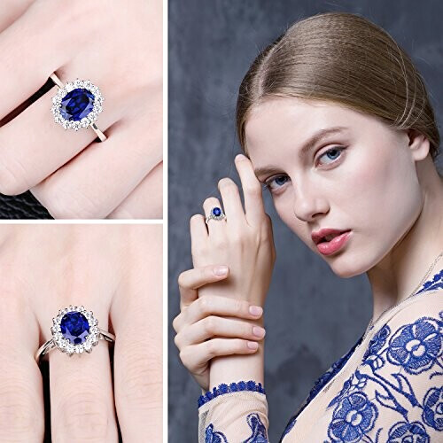 Bague bleu - saphir argent variant 2 