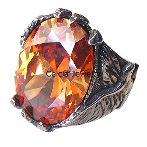 Bague orange argent