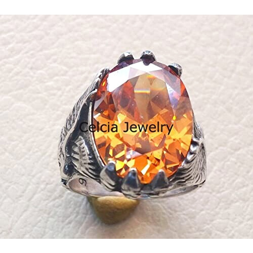 Bague orange argent variant 2 