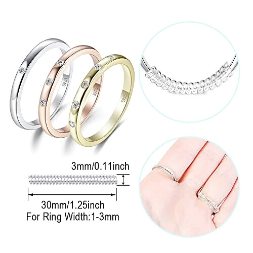 Bague blanc -classic argent jaune rosé plaqué or s set variant 3 